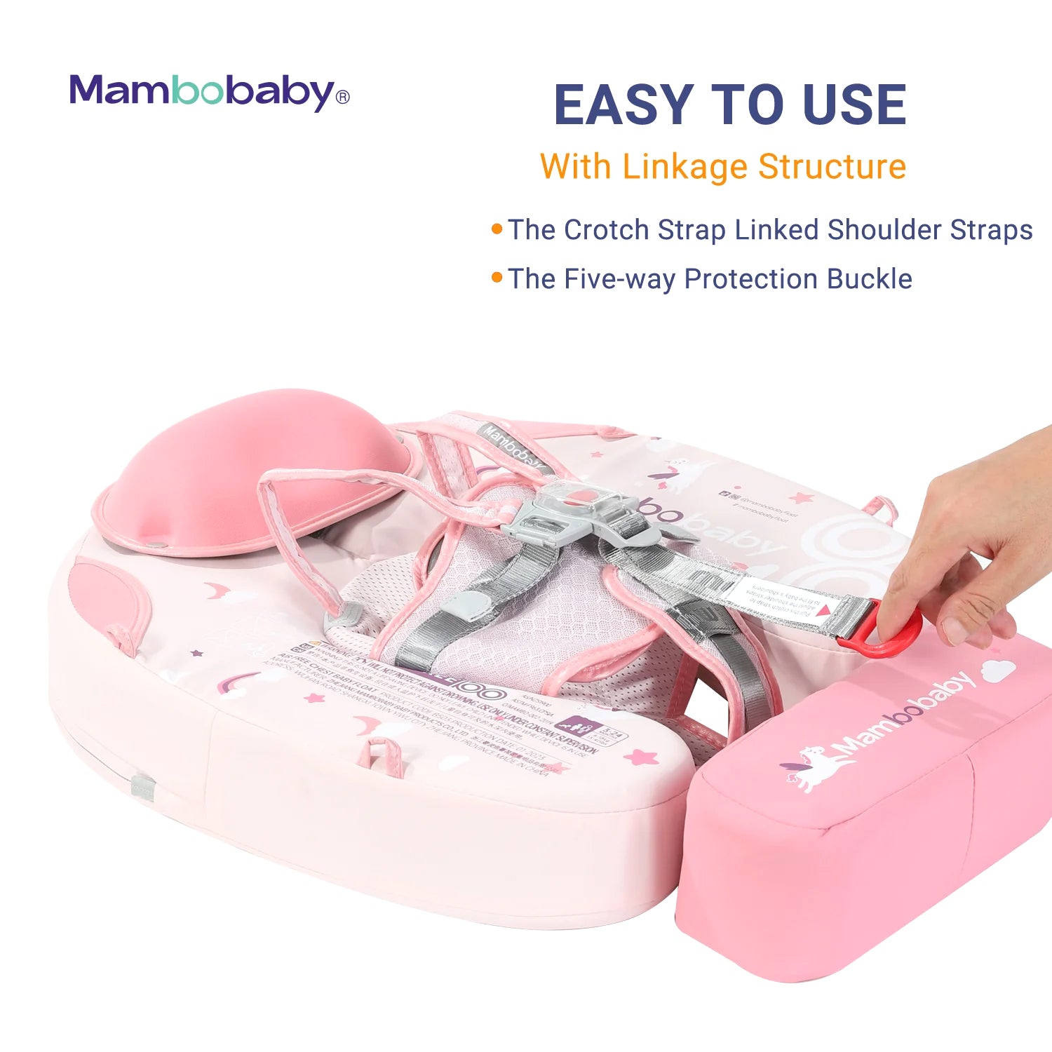Mambobaby Air-Free Foldable Chest Float with Flat Canopy