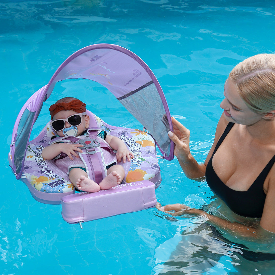 Mambobaby Air-Free Floral Garden Chest Float with Flat Canopy