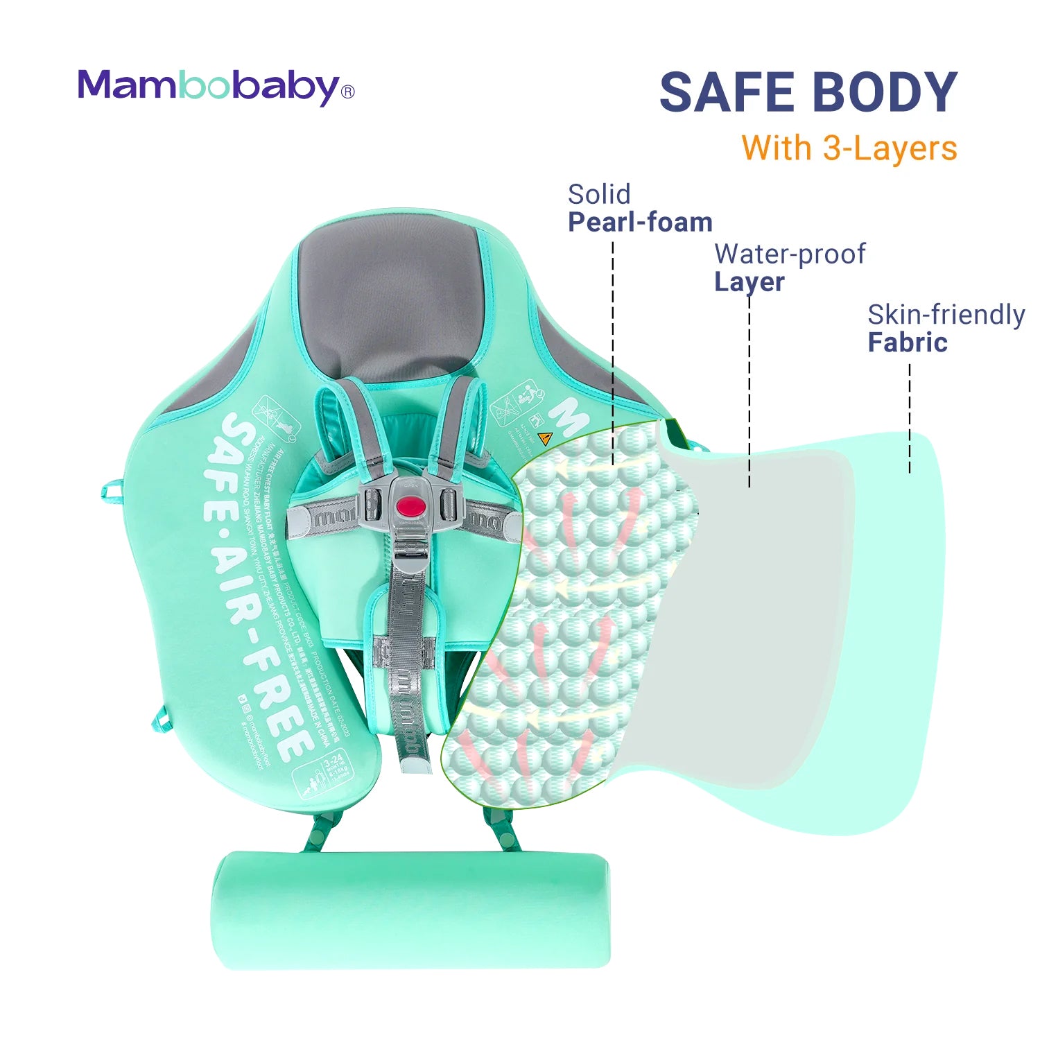 Mambobaby Air-Free Deluxe Chest Float with Flat Canopy