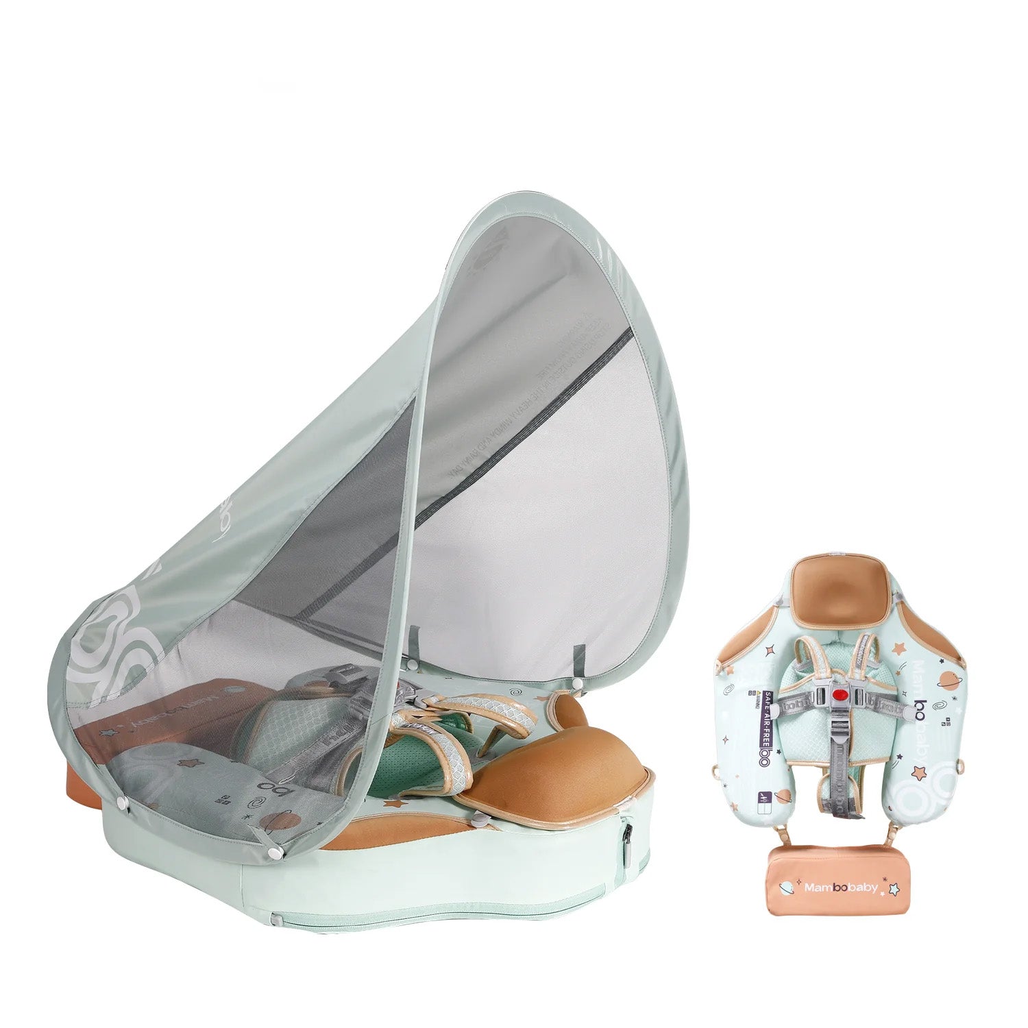 Mambobaby Air-Free Foldable Chest Float with Flat Canopy