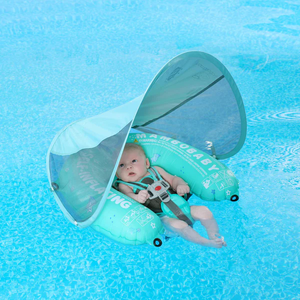 Mambobaby Self-Inflating Bule Chest Floating Bed With Flat Canopy